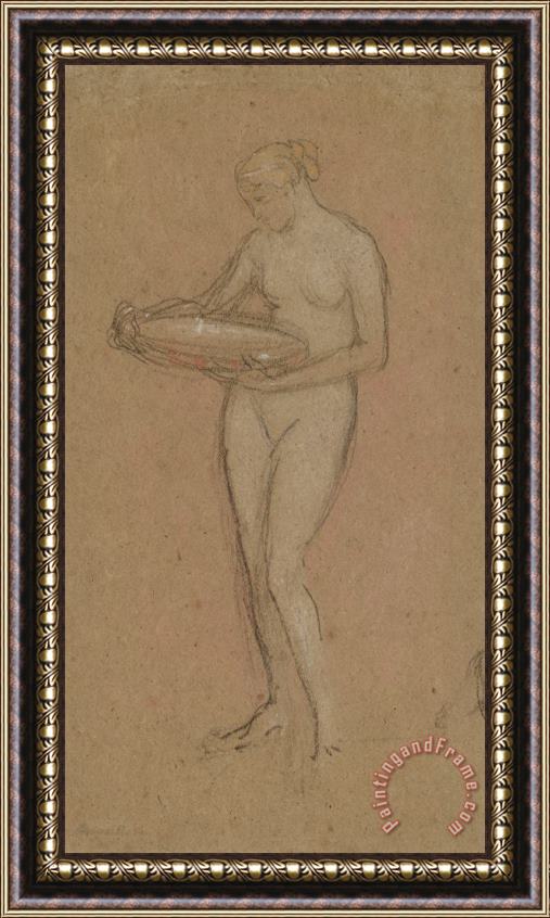 James Abbott McNeill Whistler Standing Female Nude a Holding Bowl [recto] Framed Print